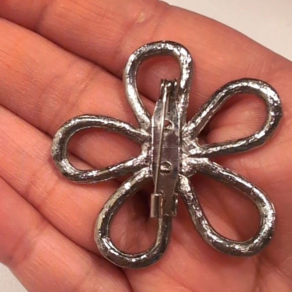 Rhinestone Flower 3 ½” Flower Brooch - Picture 5 of 5